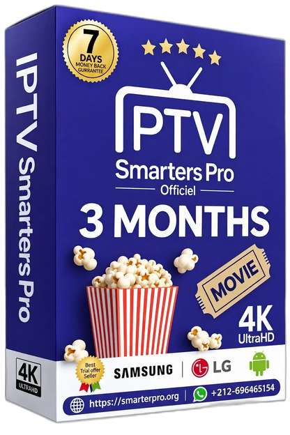 Abonnement IPTV Premium Smarters Pro (3 Mois) - Qualité 4K UHD
